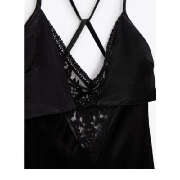 Zara Black Satin Lingerie Open Back Dress - Picture 13 of 13